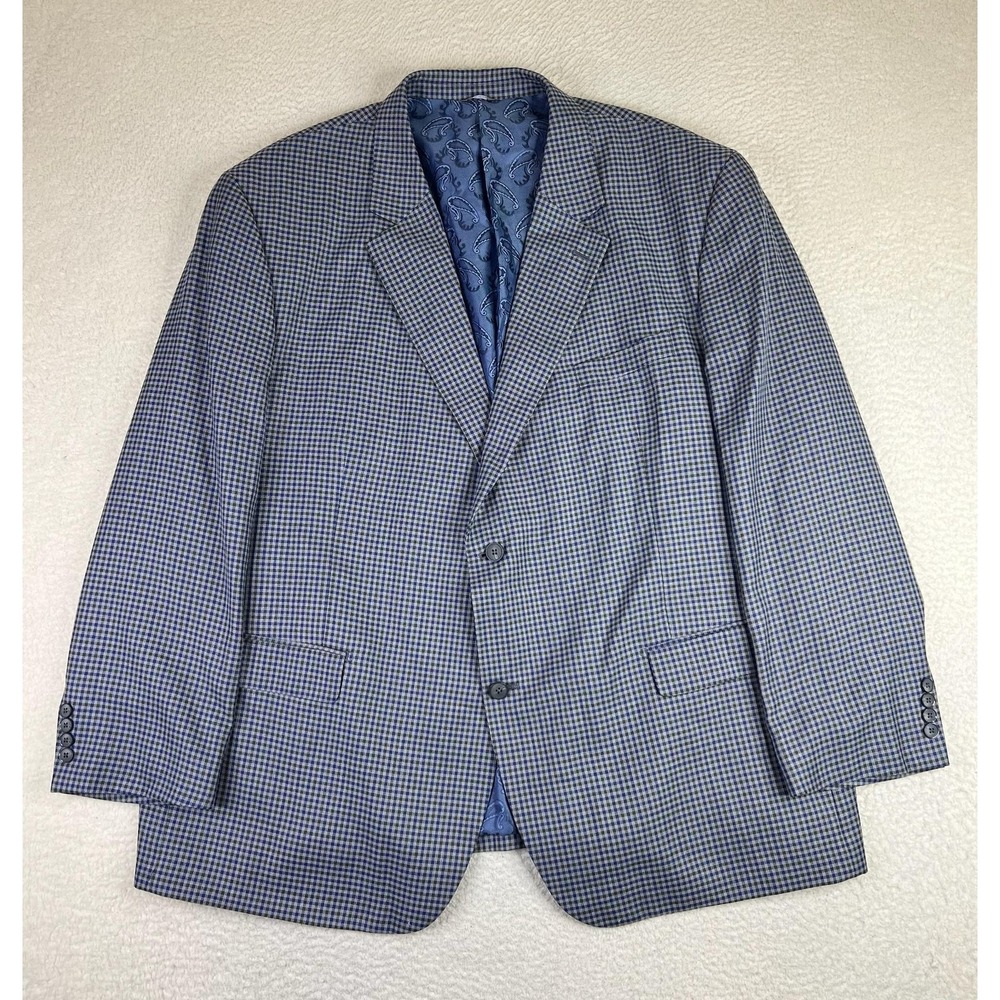 Oak Hill Blazer Mens 3XLT 54/56R Gray Check Poly Viscose Sport Coat 2 Button